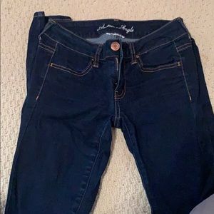 AE dark blue skinny jeans super stretch